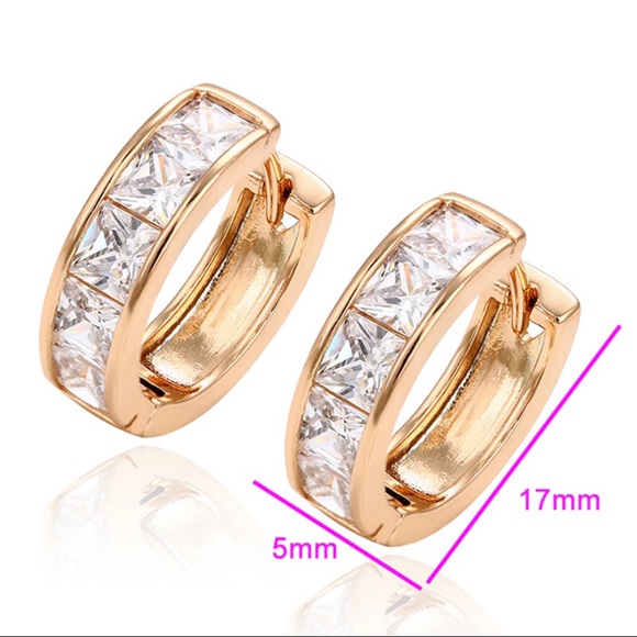 18K Yellow Gold Plated White Earrings - Picture 2 of 3